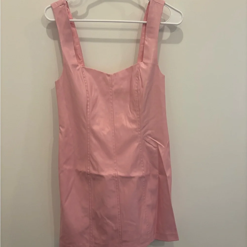 Show Me Your MuMu Woods Faux Leather Pink Mini Dress - Picture 3 of 7